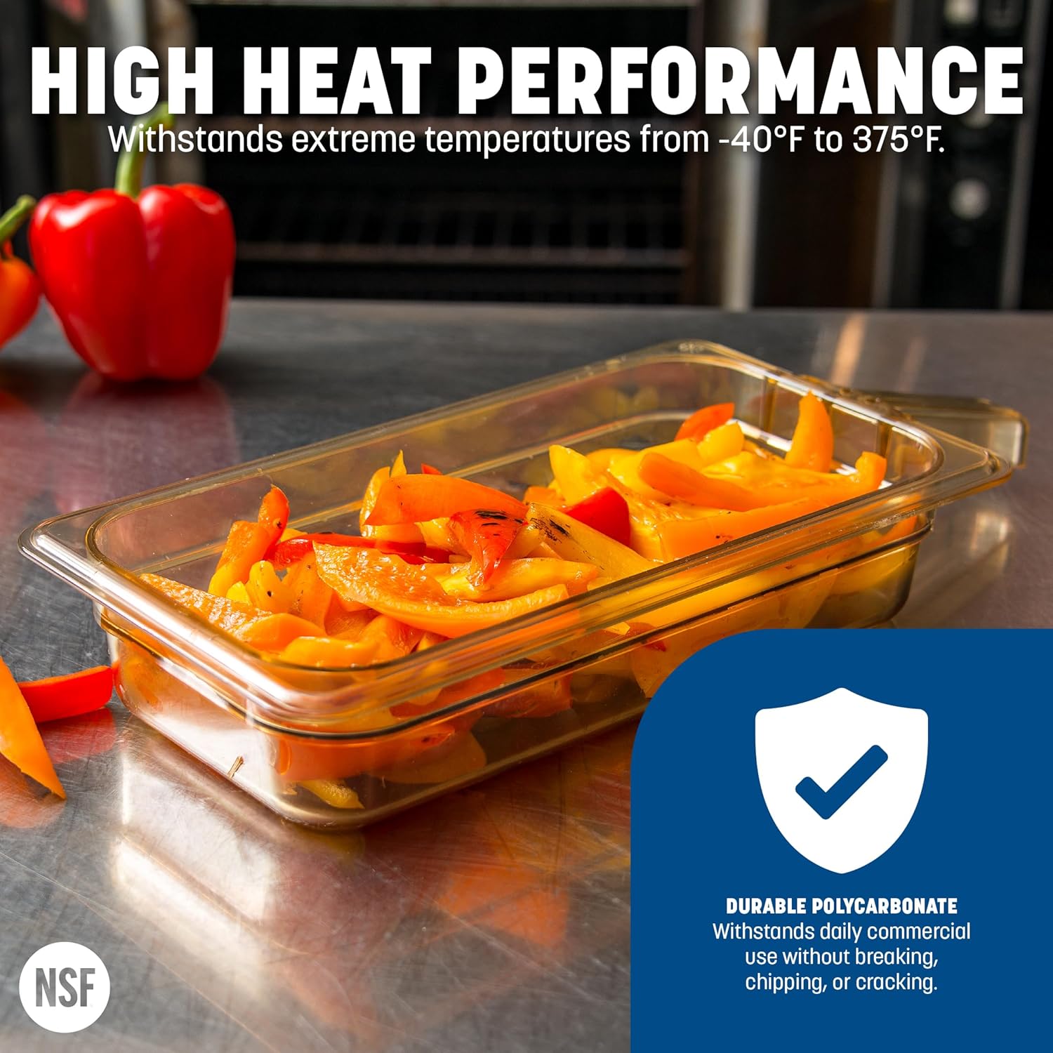 PAN GN1/3 High Temp – NSF Certified GN Pan with 1 Handle -40°C to 190°C